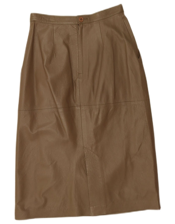Fusta din piele vintage pentru femei cu talie înaltă EU 38 Medium W26 piele kaki