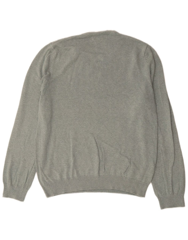 Marks & Spencer Mens V-Neck Jumper Sweater Large Green Cotton