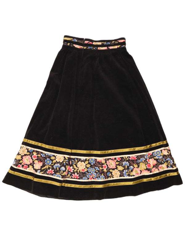 Fustă A-Line pentru femei Vintage din catifea cu talie înaltă EU 38 Medium W26 Negru Floral