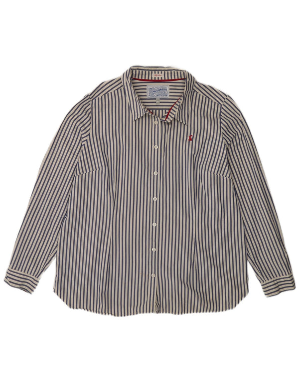Joules Womens Shirt UK 18 XL Blue Pinstripe Cotton
