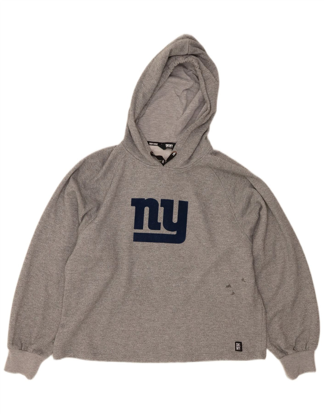 DKNY Pulover supradimensionat cu glugă cu grafic pentru femei UK 14 Poliester mediu gri