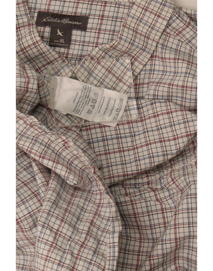 Cămașă pentru bărbați Eddie Bauer, cu formă relaxată, XL, bumbac cu carouri albe