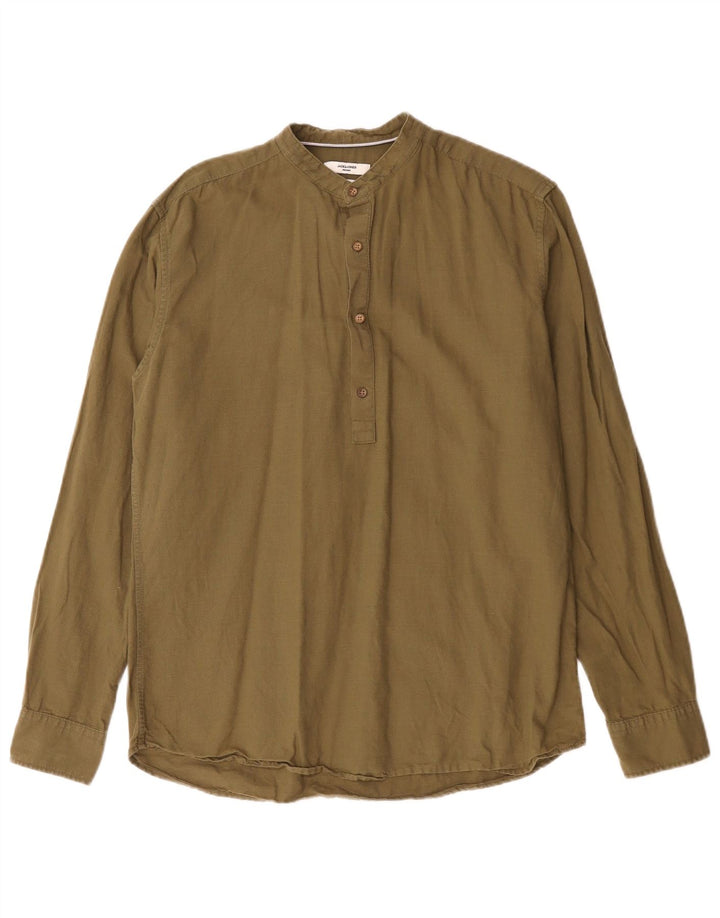 Cămașă Jack & Jones Premium pentru bărbați, subțire, bumbac mediu kaki