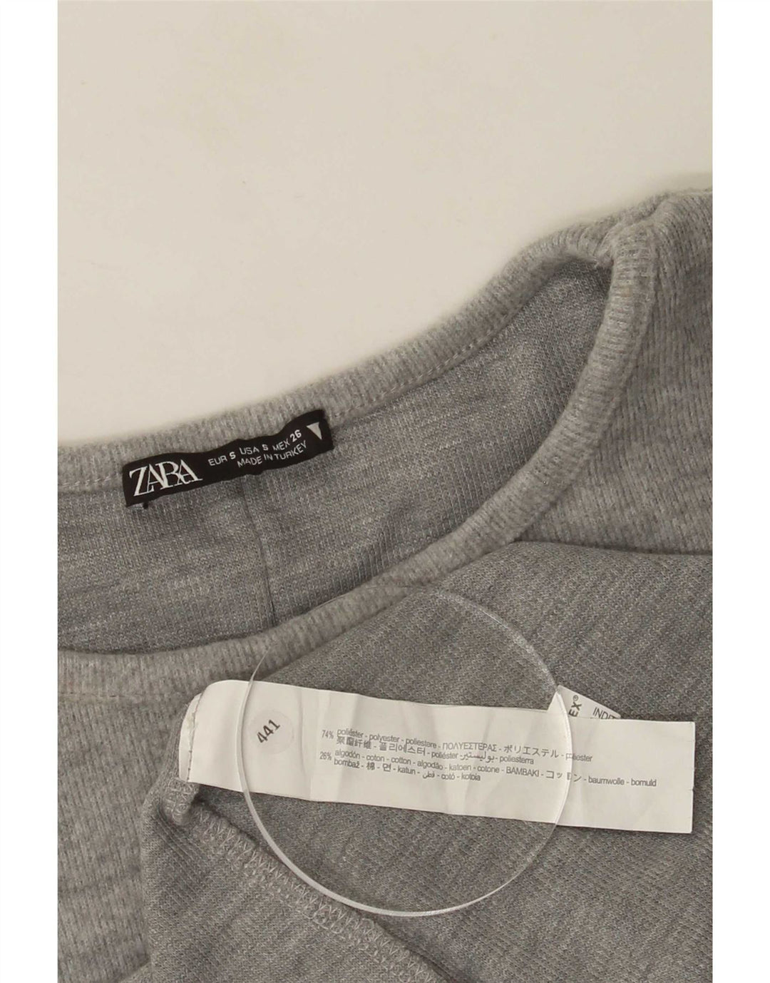 Rochie de bază Zara pentru femei UK 8 Small Gri Poliester