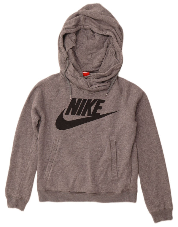 Pulover NIKE pentru damă, cu hanoră grafică UK 10, bumbac, gri mic