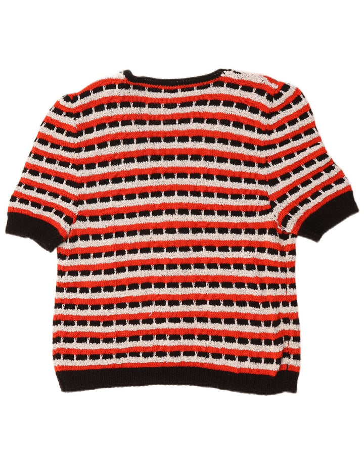 Pulover Cardigan Vintage pentru Damă UK 14 Medium Multicolore Dungi