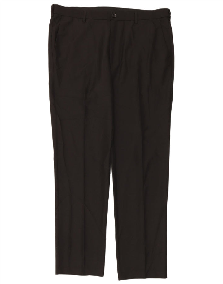 Pantaloni de costum pentru bărbați Marks & Spencer, cu ajustare normală, L40 L33, poliester negru