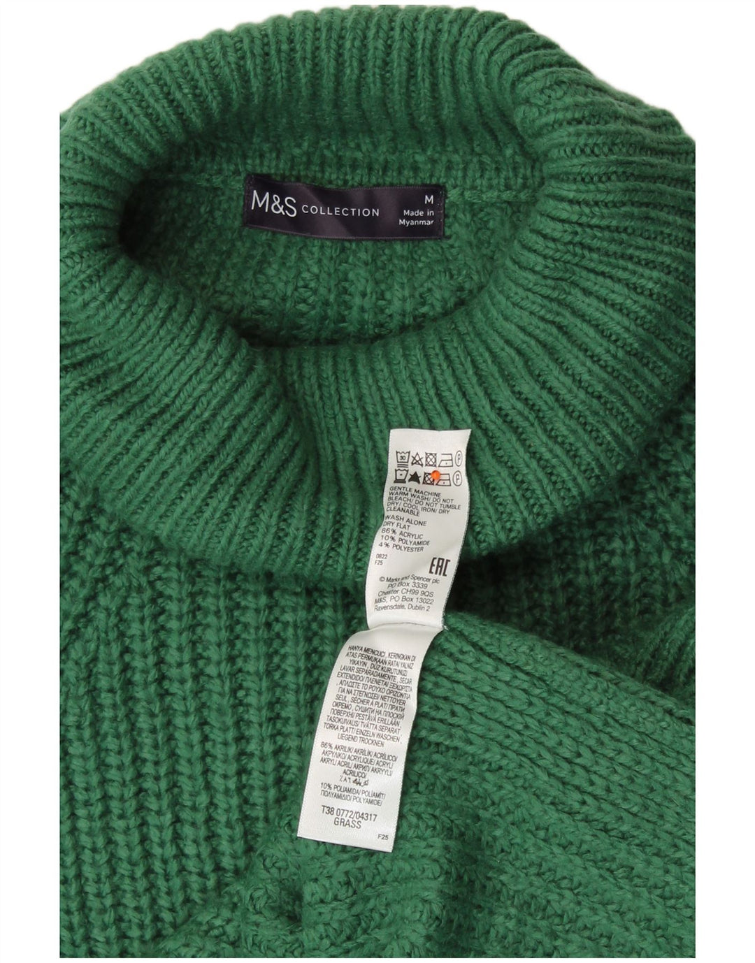 Marks & Spencer Pulover cu gât rulat pentru femei UK 14 Acrilic verde mediu