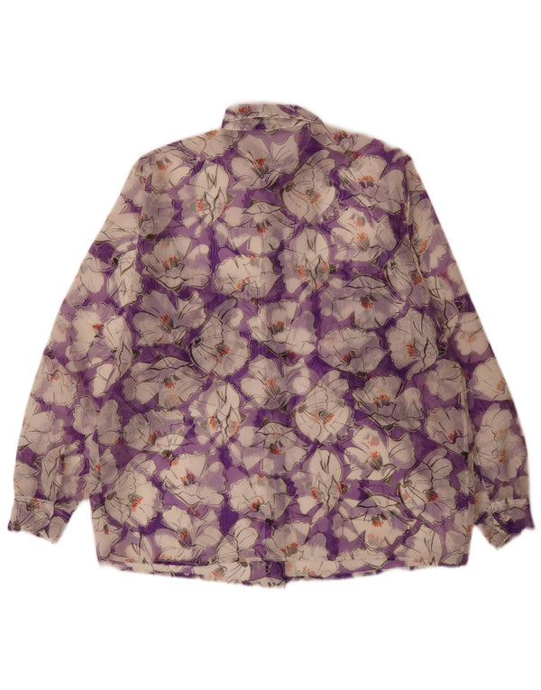 Bluză cămașă Benetton pentru femei, cu tăiere lentă, IT 44 Medium Purple Floral
