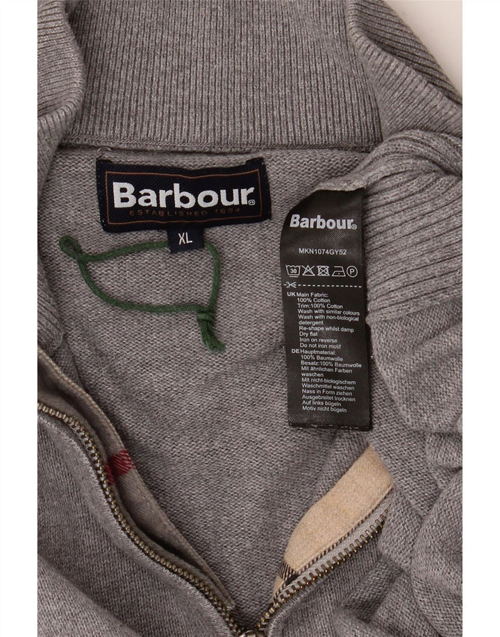 Pulover Barbour pentru bărbați, cu fermoar și gât, bumbac gri XL