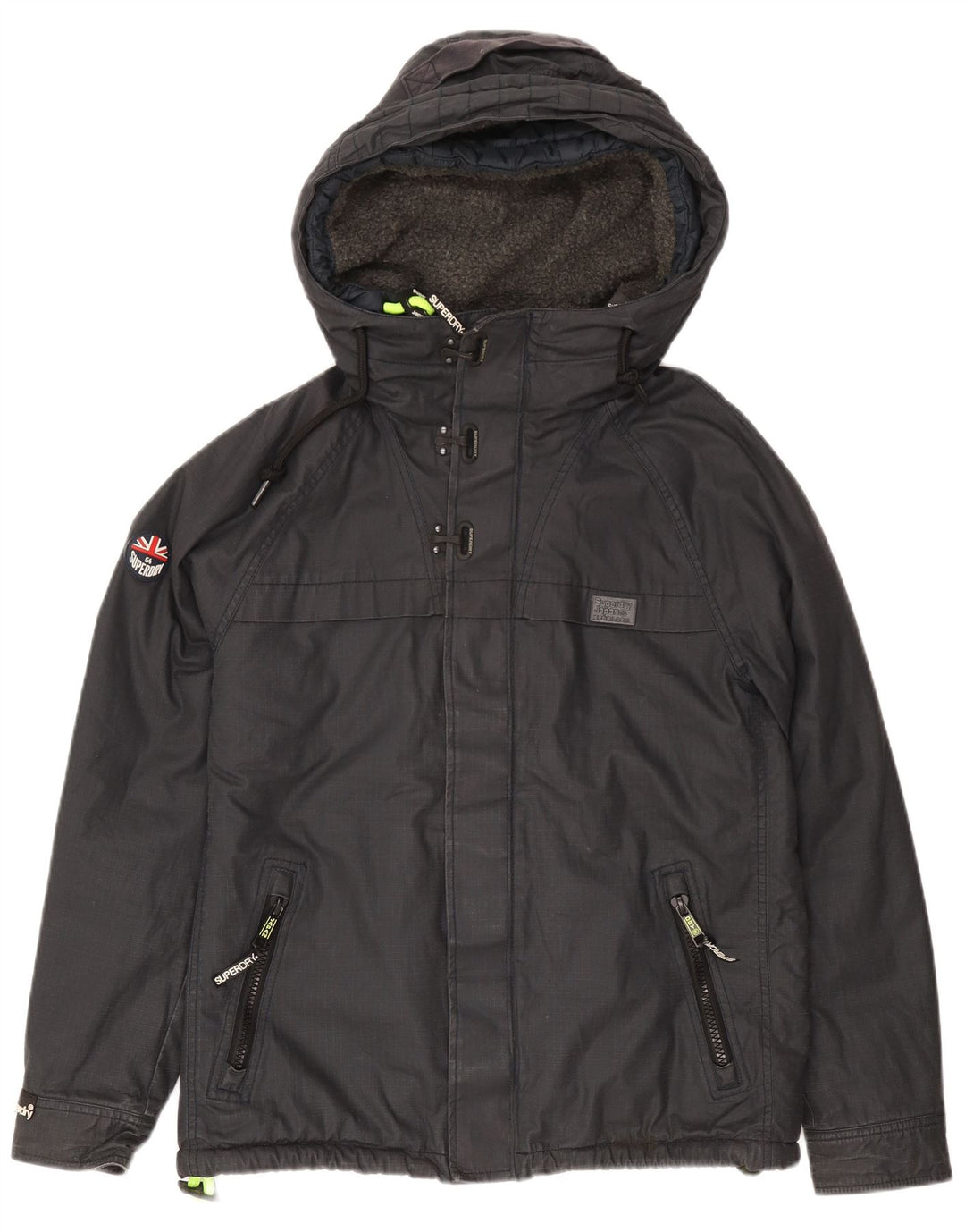 Jachetă de vânt cu glugă Superdry pentru bărbați UK 40 Logo mare bleumarin