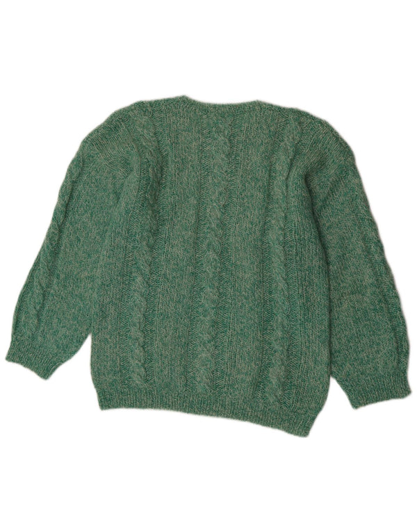 Pulover vintage pentru femei cu gâtul cu barca UK 12 Medium Green Flecked