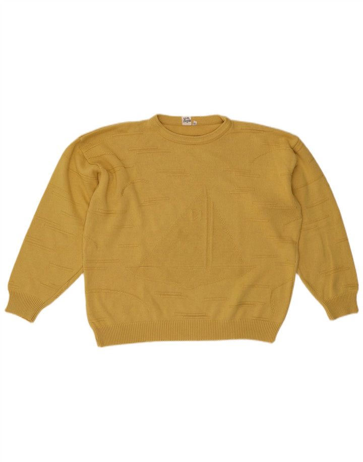 Pulover vintage pentru femei cu gât supradimensionat, pulover IT 50 XL galben