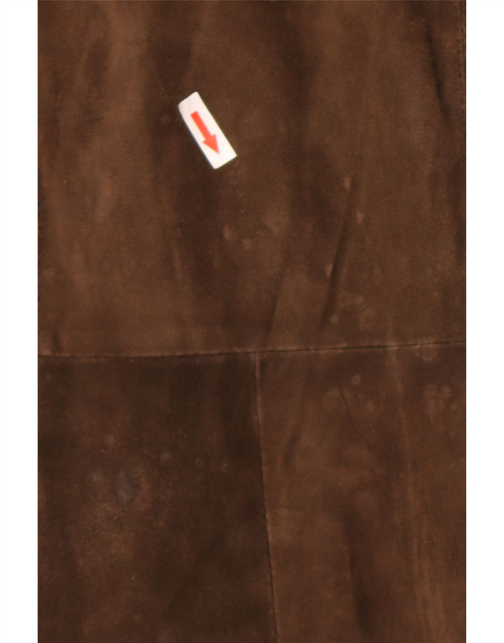 Palton dublu din piele intoarsa vintage pentru femei UK 16 mare maro