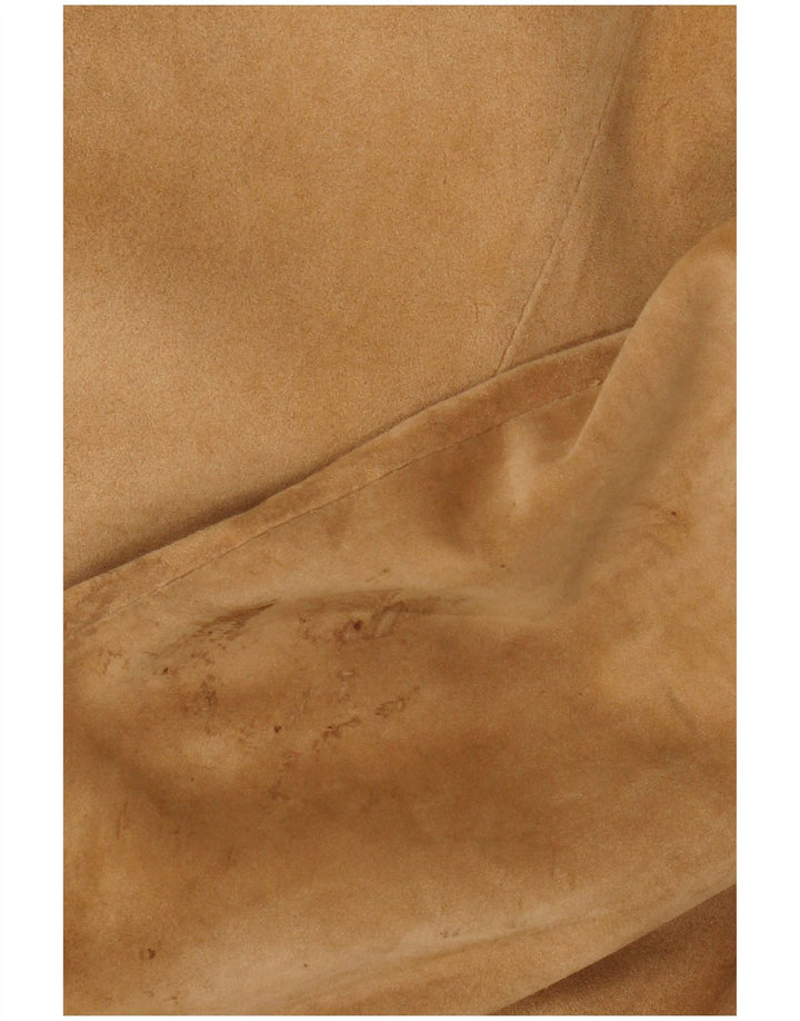 Blazer Vintage pentru femei cu 2 nasturi din piele intoarsa, UK 14, maro mediu