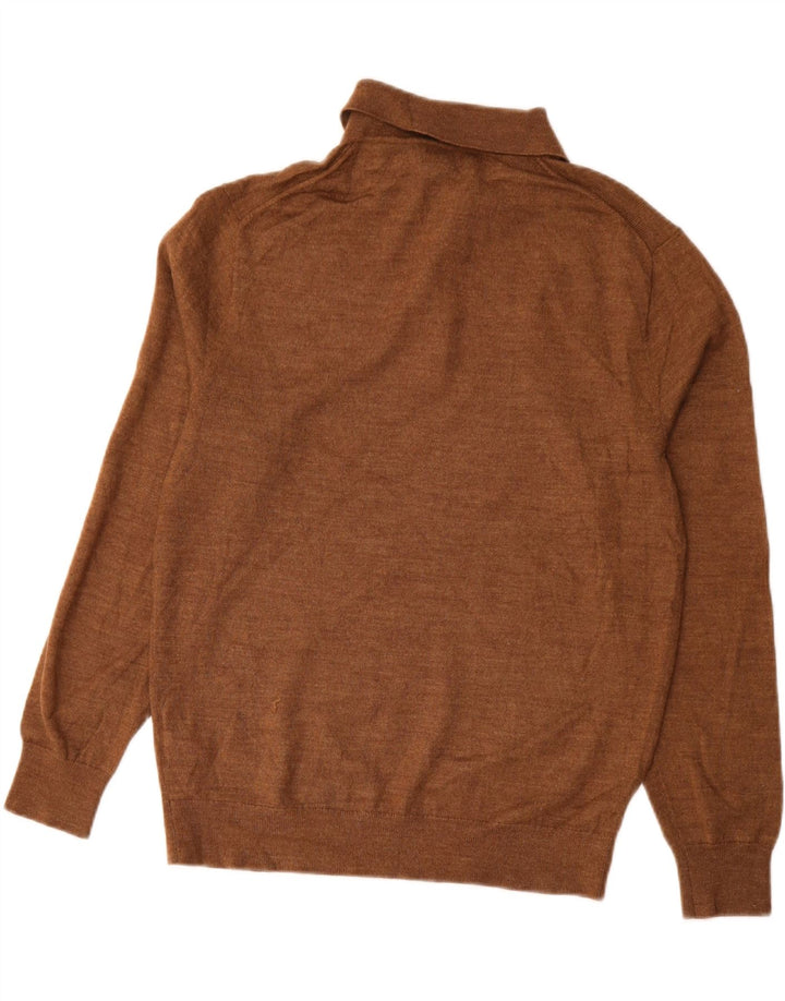 J. CREW Pulover cu gât polo pentru bărbați, maro mediu, acrilic