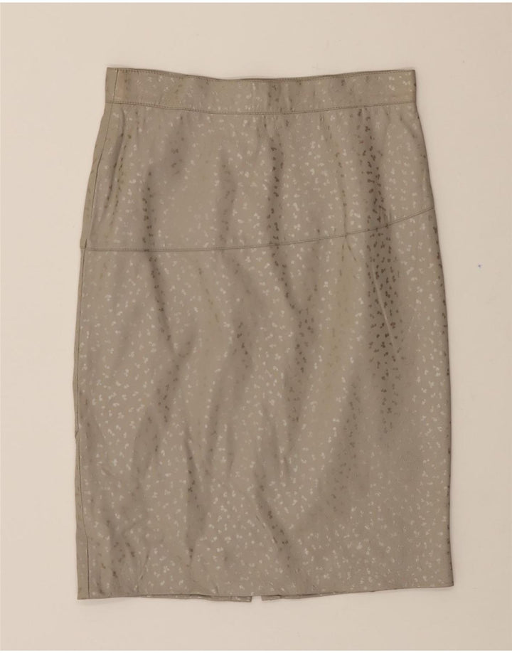 VINTAGE Womens Leather Skirt W28 Medium Beige Spotted Vintage Vintage and Second-Hand Vintage from Messina Hembry 