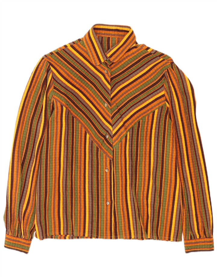 Cămașă Vintage pentru femei UK 12 Medium Multicolore în dungi