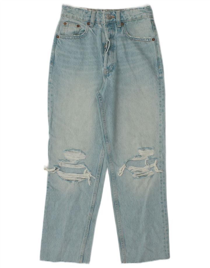 Blugi largi, învechiți, pentru femei Zara EU 32 2XS L22 L31 Albastru metalic