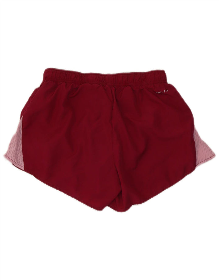 Pantaloni scurti sport NIKE Dri Fit pentru femei UK 6 XS Maroon Colorblock