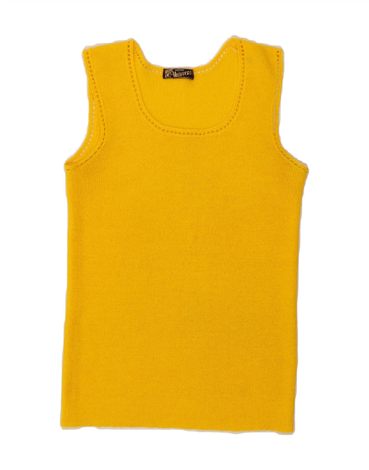 VINTAGE Womens Vest Tank Top UK 10 Small Yellow Vintage Vintage and Second-Hand Vintage from Messina Hembry 