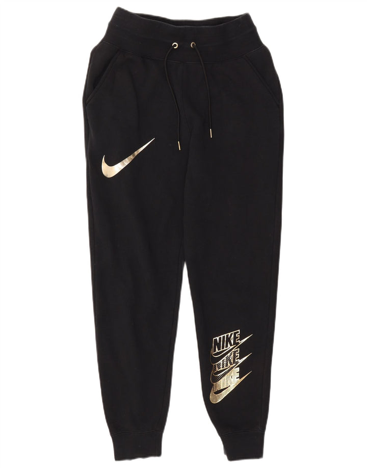 Pantaloni de trening grafic pentru femei NIKE Pantaloni de jogging UK 10 Bumbac negru mic