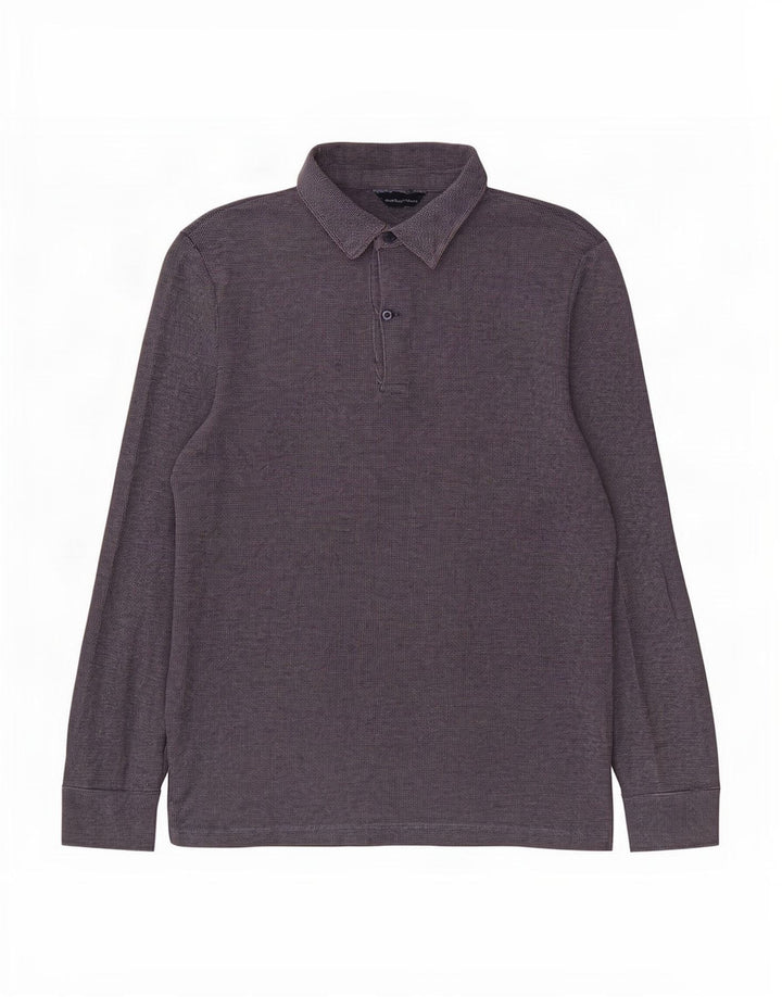 Cămașă polo cu mânecă lungă Massimo Dutti pentru bărbați, albastru bleumarin mediu