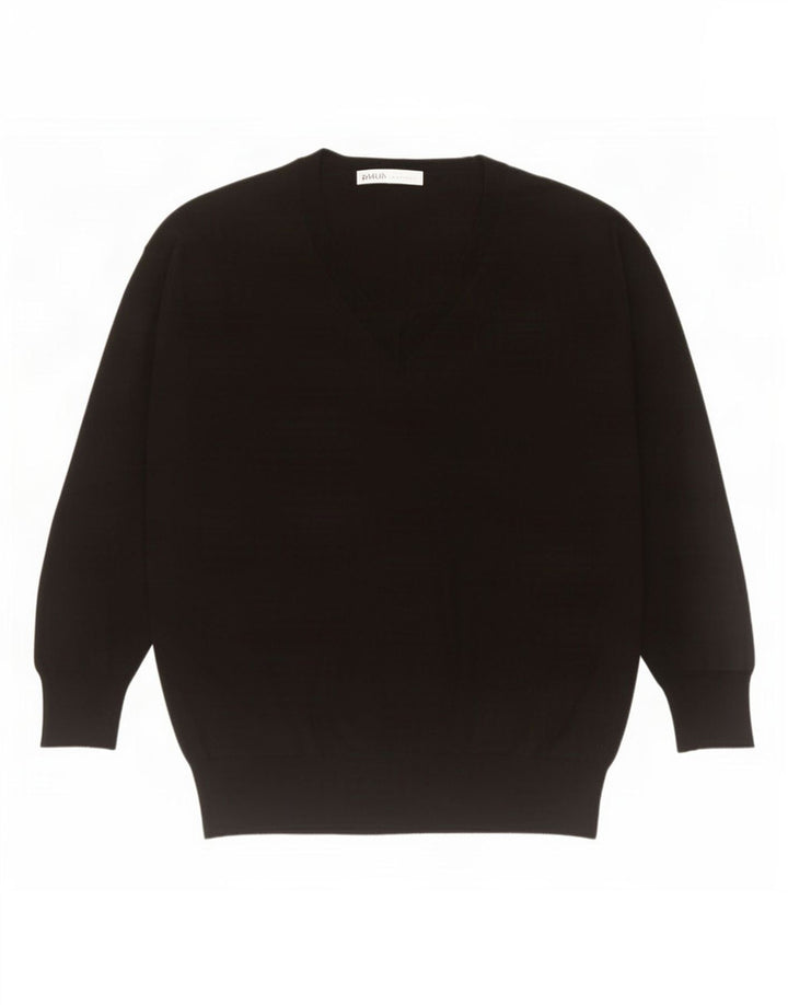 Pulover supradimensionat cu decolteu în V Zara pentru femei UK 10 Poliester negru mic