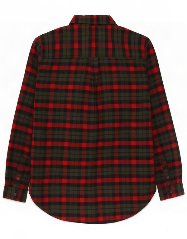 Vintage Womens Flannel Shirt UK 12 Medium Khaki Check Bumbac