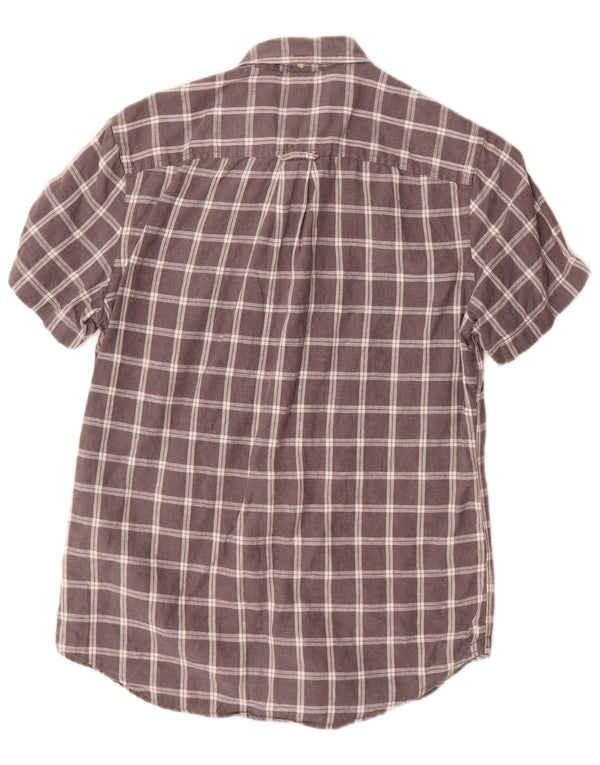 Cămașă Timberland pentru bărbați, cu mânecă scurtă, slim fit, in carouri, gri mică