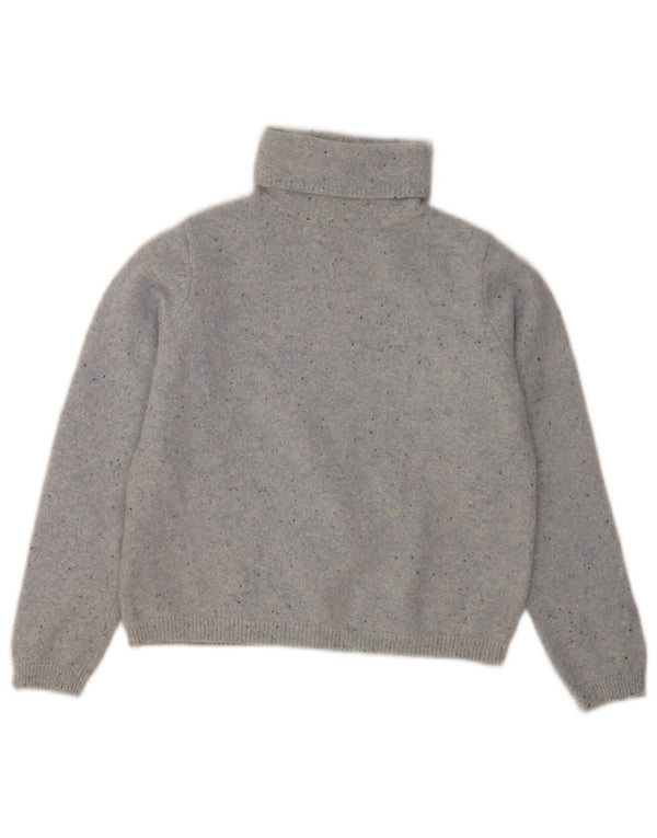 L.L.Bean Womens Roll Neck Jumper Sweater UK 8 Small Grey Flecked