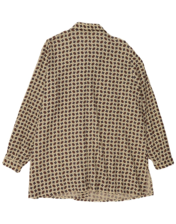Rochie cămașă vintage pentru femei UK 18 XL Bej geometric