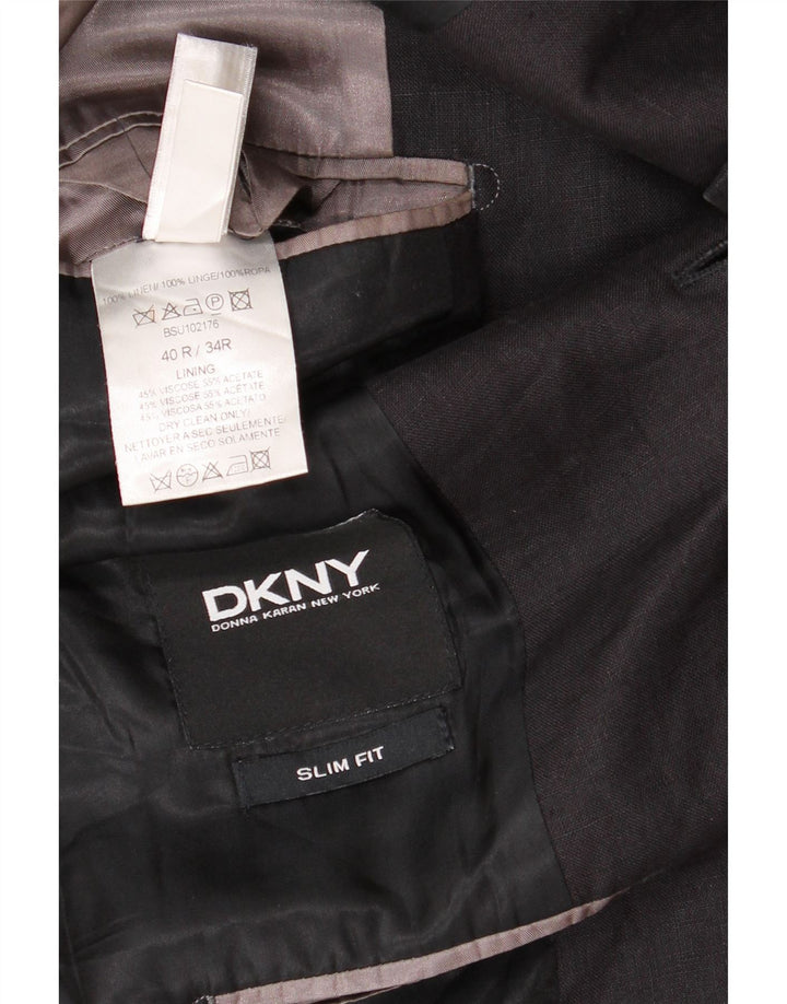 DKNY Jachetă pentru bărbați, slim fit, cu 1 nasture, UK 40, lână neagră mare