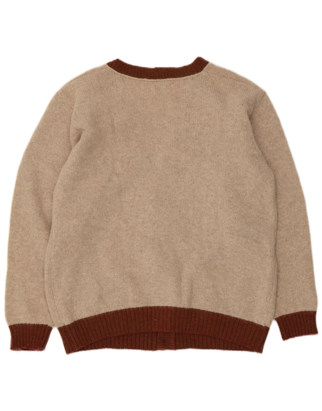 Pulover cardigan vintage pentru bărbați, lână Argyle/Diamond, bej mic
