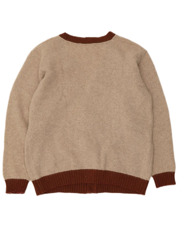 Pulover cardigan vintage pentru bărbați, lână Argyle/Diamond, bej mic