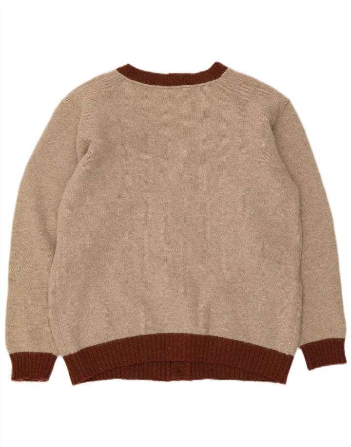Pulover cardigan vintage pentru bărbați, lână Argyle/Diamond, bej mic