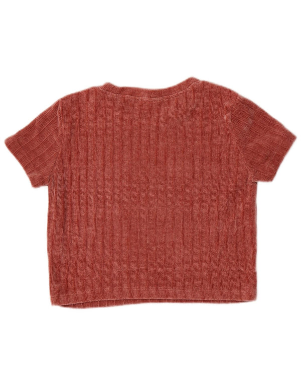 Tricou pentru femei Trafaluc Crop Velour Top UK 12 Poliester roșu mediu