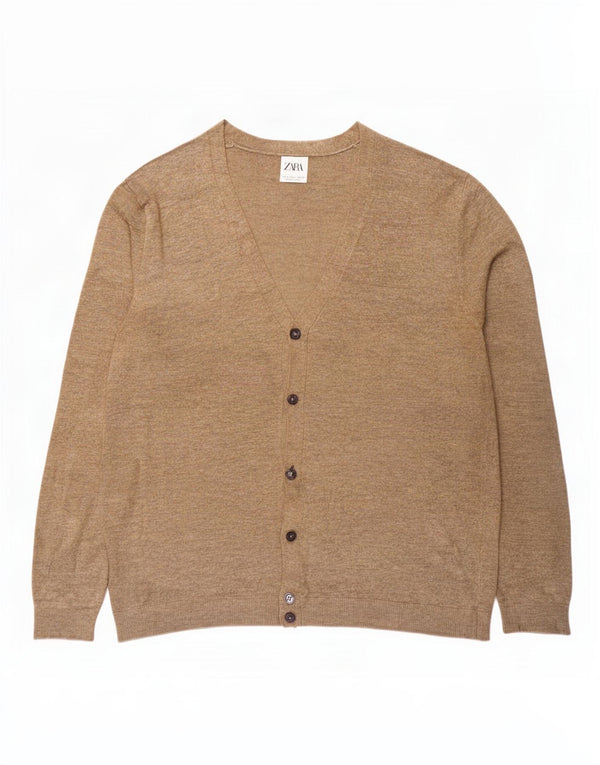 Pulover cardigan pentru bărbați Zara, bej mare