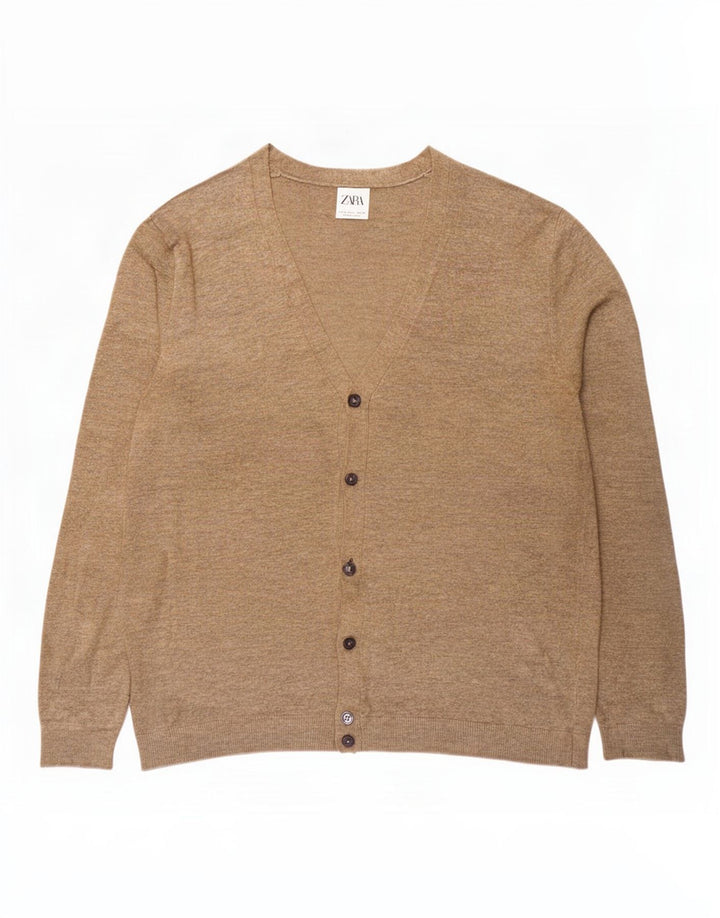 Pulover cardigan pentru bărbați Zara, bej mare
