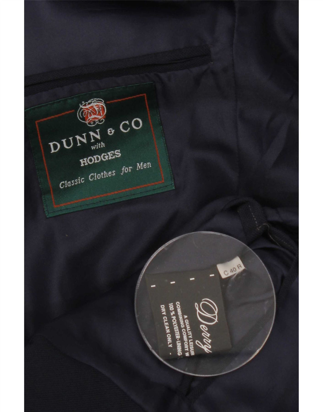 Blazer pentru bărbați Dunn &Co, cu 2 nasturi, UK 40 Poliester mare, albastru bleumarin
