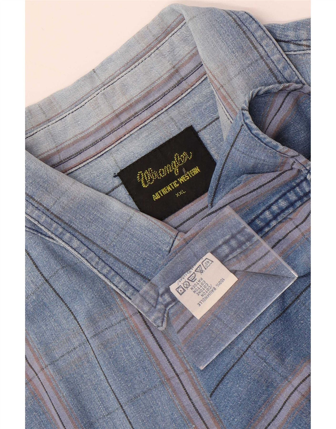 Cămașă Western pentru bărbați Wrangler 2XL, bumbac cu carouri albastre