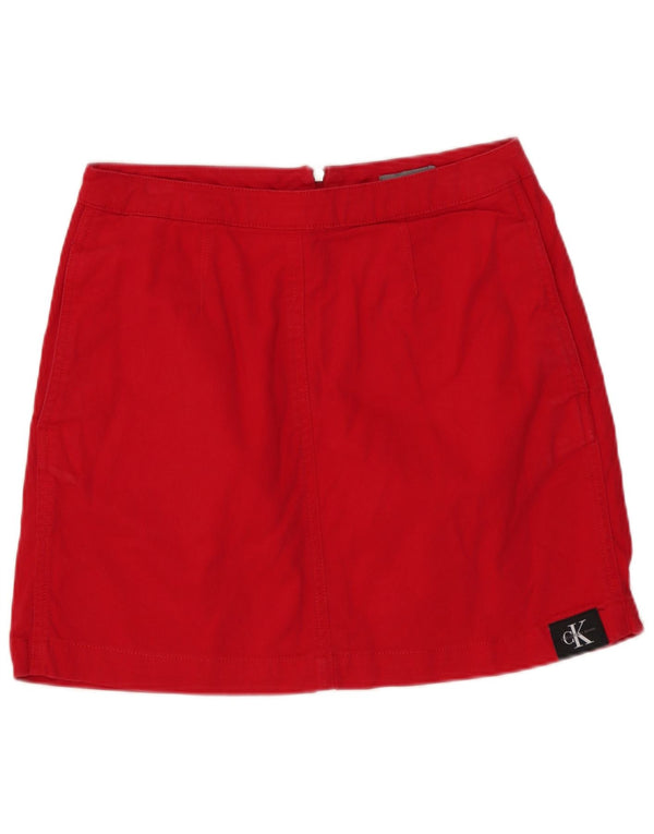 Fusta de blugi pentru femei CALVIN KLEIN W27 Bumbac rosu mic