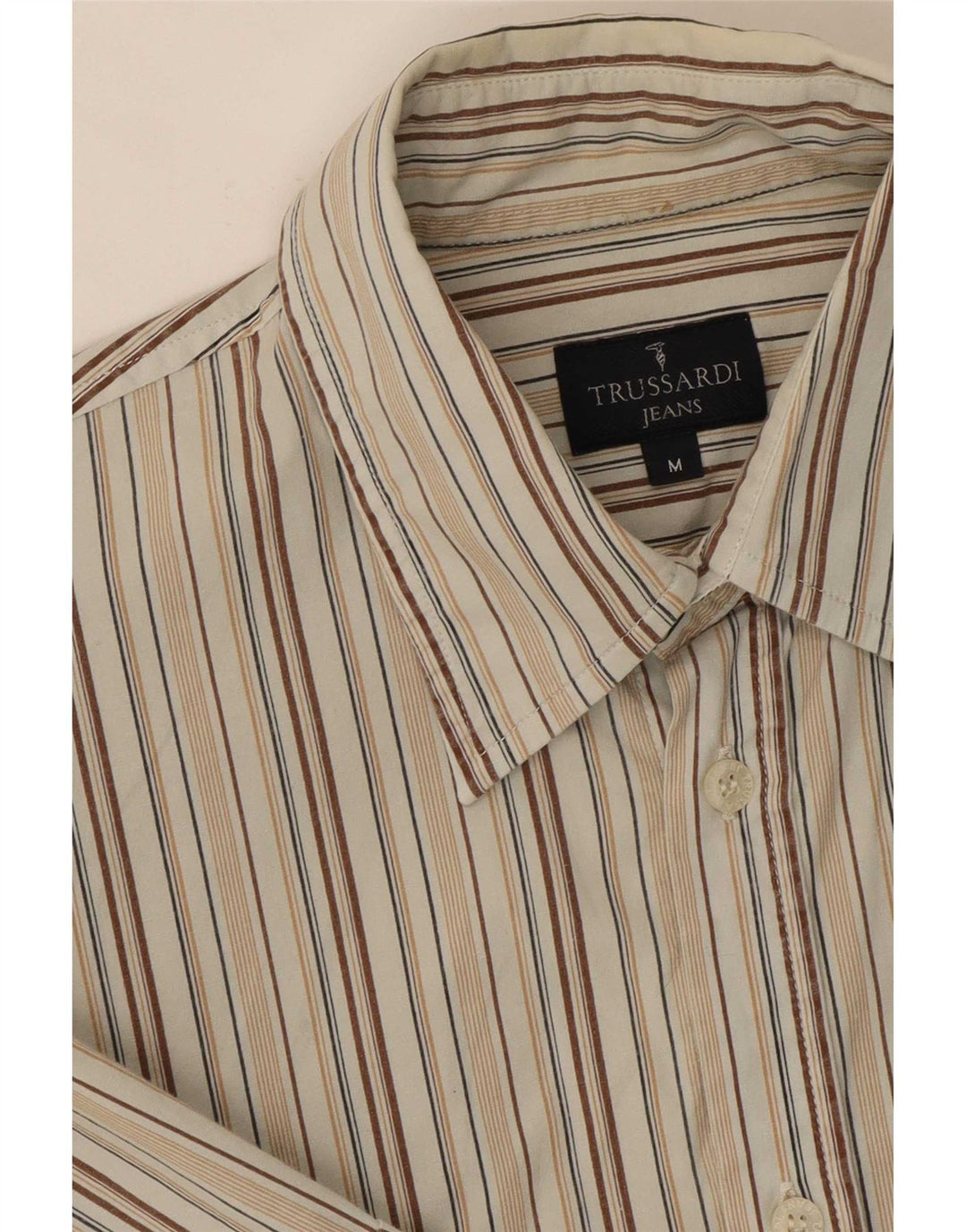 Cămașă cu mânecă scurtă Trussardi Jeans pentru bărbați, în dungi, bej mediu