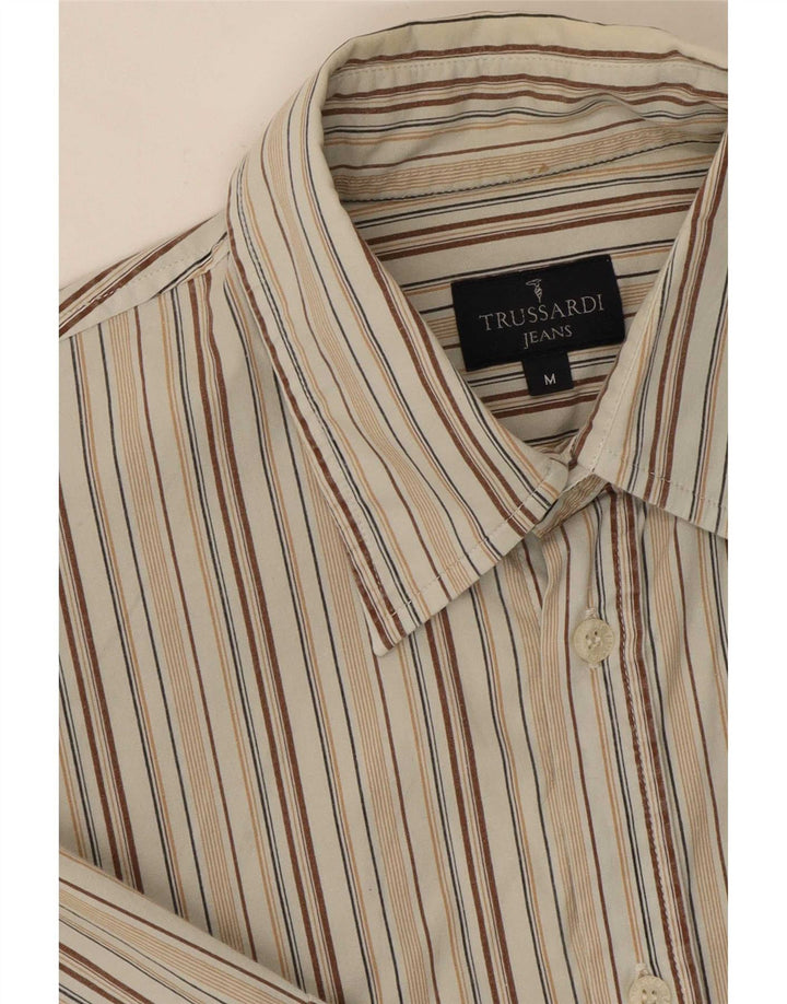 Cămașă cu mânecă scurtă Trussardi Jeans pentru bărbați, în dungi, bej mediu