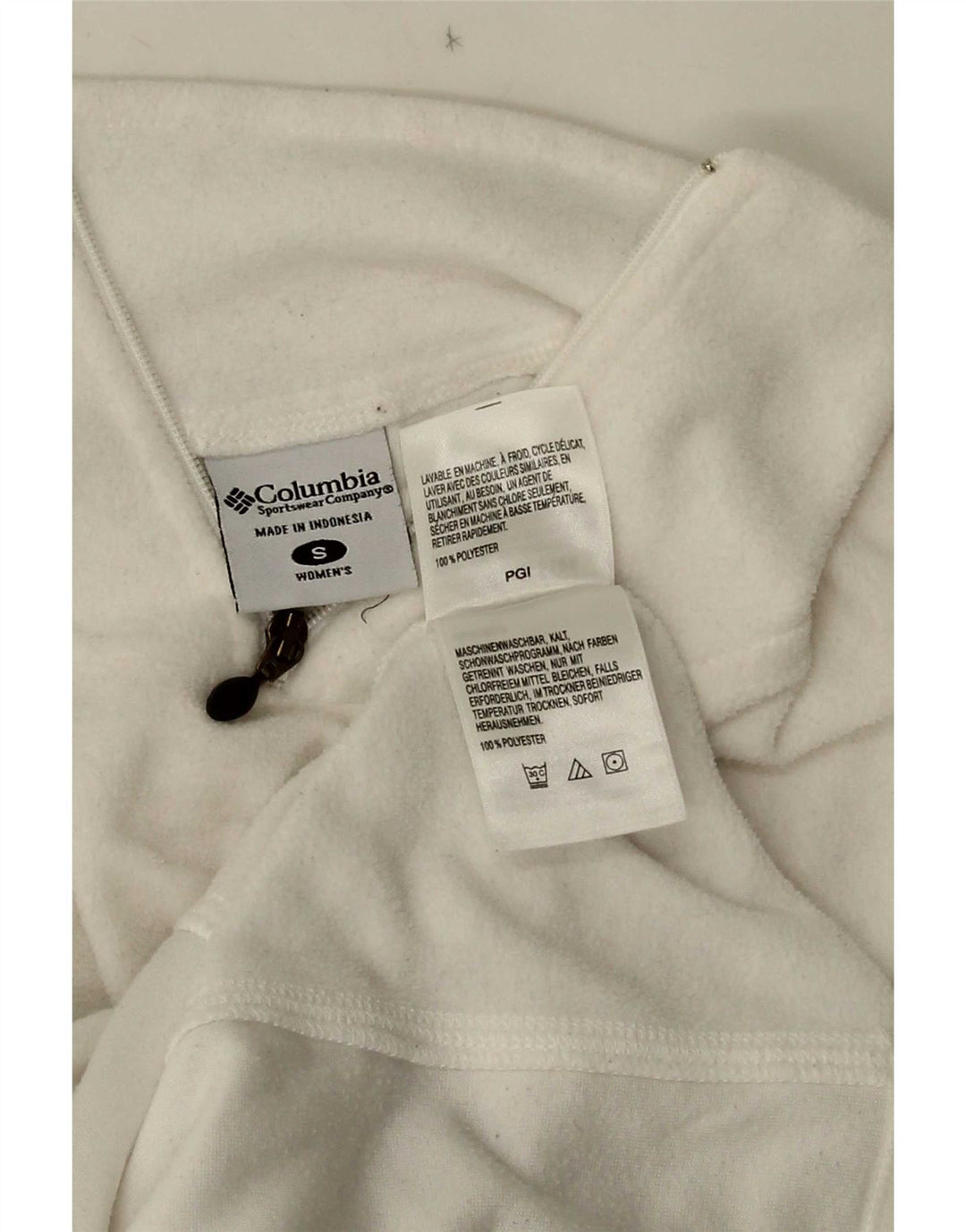 Pulover din lână Columbia, cu fermoar, pentru femei, UK 10, poliester alb mic