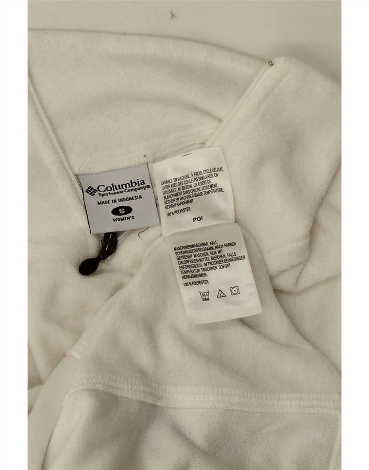Pulover din lână Columbia, cu fermoar, pentru femei, UK 10, poliester alb mic