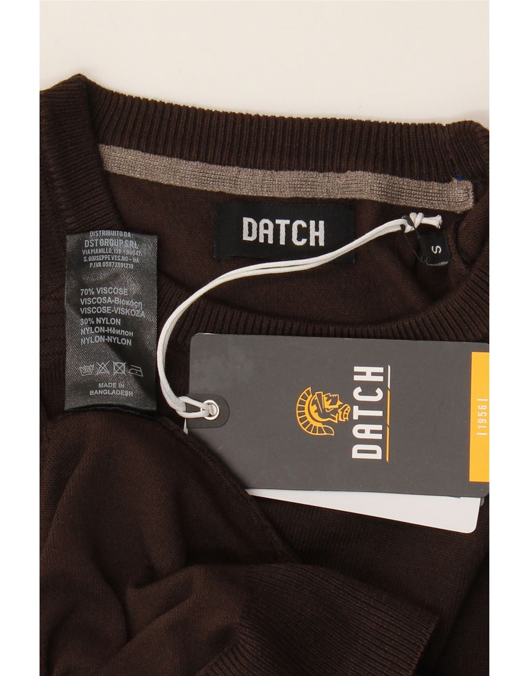 Pulover DATCH pentru bărbați, cu gât crew, din viscoză maro mică