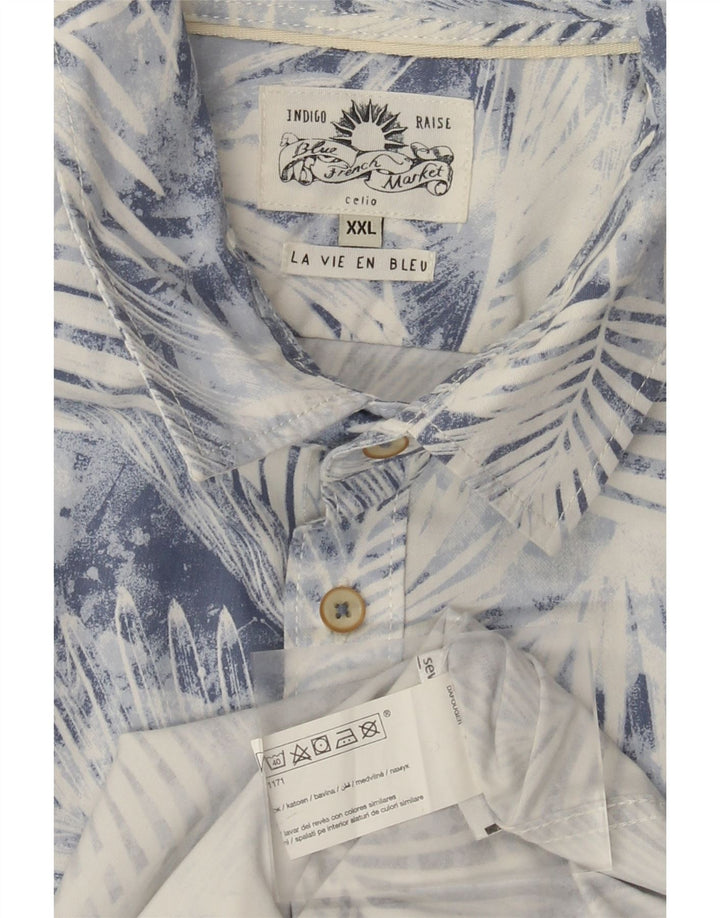 Cămașă cu mânecă scurtă Celio pentru bărbați 2XL, bumbac cu flori albastre