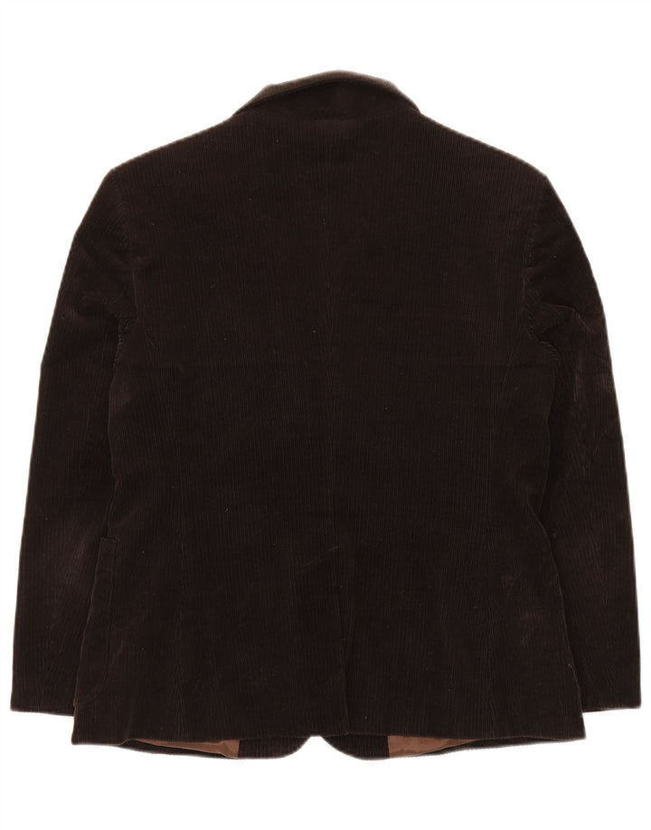 Jachetă Benetton pentru femei, cu 3 nasturi, din velur, IT 46, bumbac maro mare