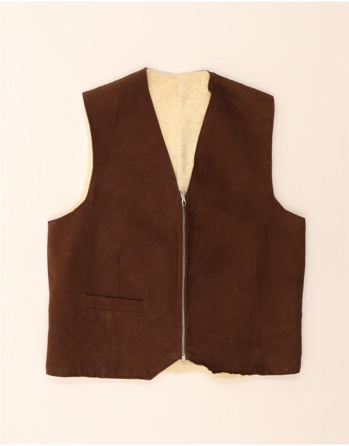 Gilet din shearling pentru bărbați vintage UK 38 maro mediu